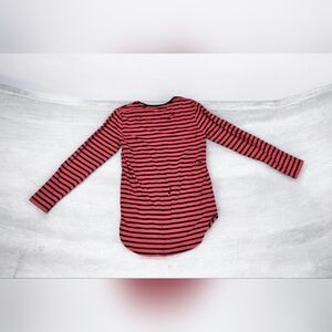 Women's Pac Sun Long Sleeve Shirt Tee Size Small Dark Pink & Black Distressed